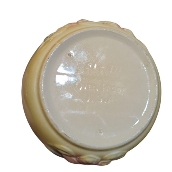 Vintage Hull Sun Glow Yellow Ceramic Lidded Bowl with Floral Design - Picture 3 of 6